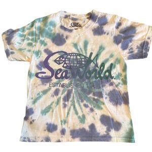 Vintage SeaWorld Tie-Dye T-Shirt Unisex XS Multicolor Graphic Print